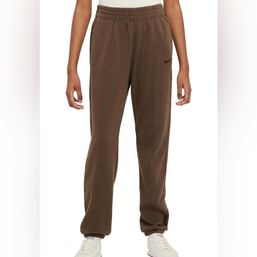 NWT Nike Essential Washed Fleece Mid-Rise Pants Brown Women XL(DD5630-004)$70